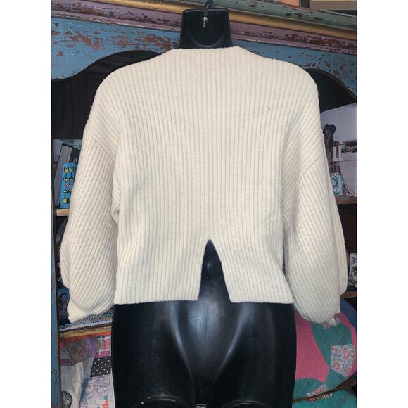 VINTAGE RIBBED PINUP SWEATER-MOVIE STAR PATCHES EMBELLISHED PEARLS, FRINGE - Picture 2 of 10